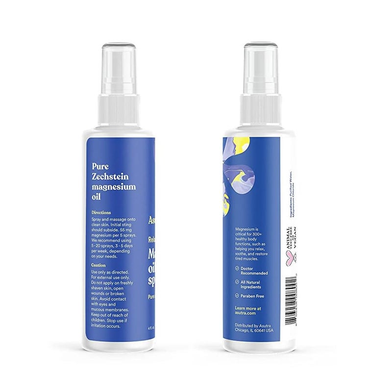 ASUTRA Topical Magnesium Bundle, 4 fl oz Magnesium Oil Spray (Pack of 2), 4 lb Bag of Bath Flakes, Rapid Absorption, Pure and Odorless, Derived from Zechstein Seabed - Image 2